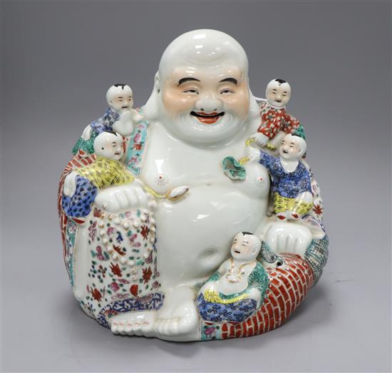 A large Chinese famille rose figure of Budai H.28cm